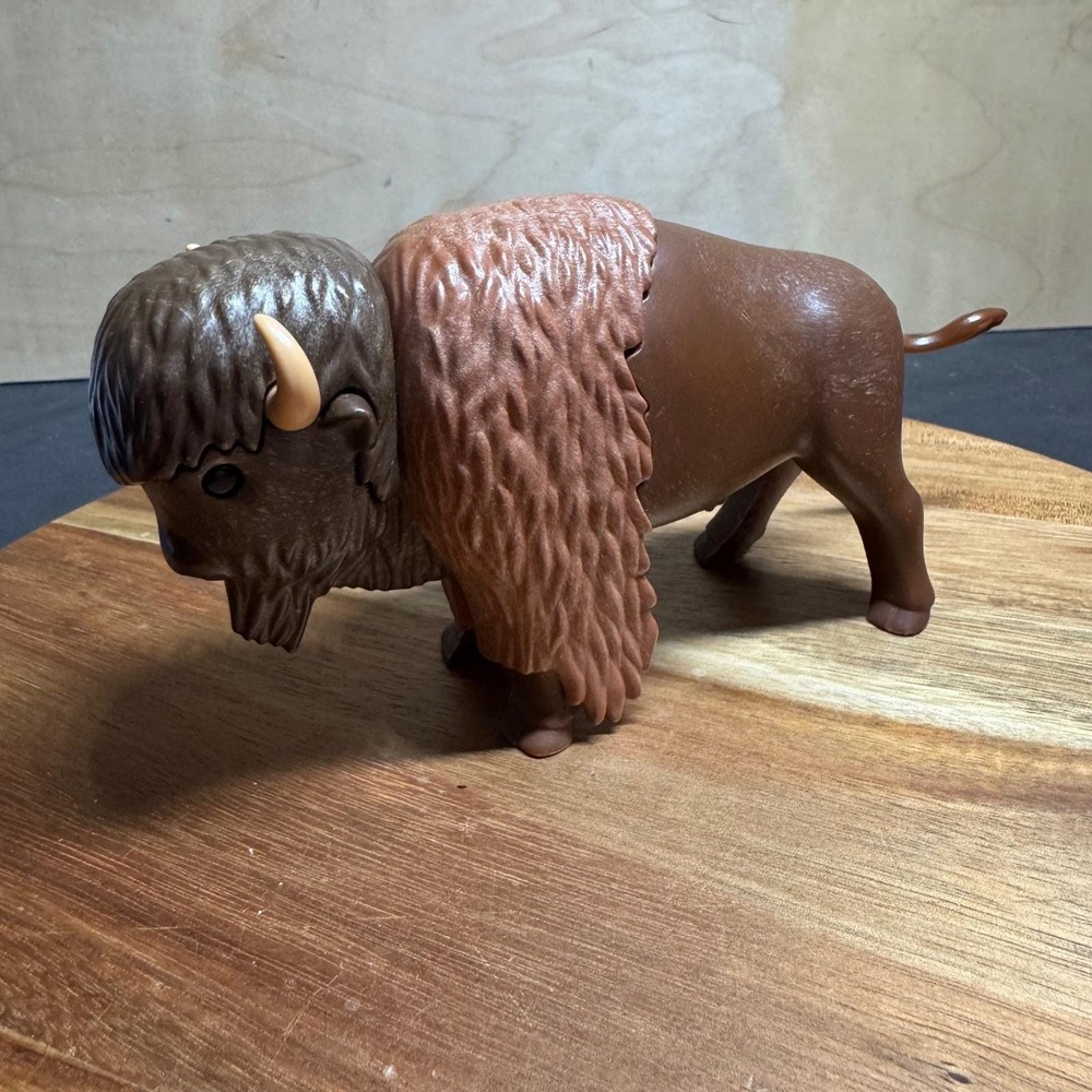 Vintage Playmobil 1988 Geobra American Bison Buffalo Figure Brown 6 Inch
